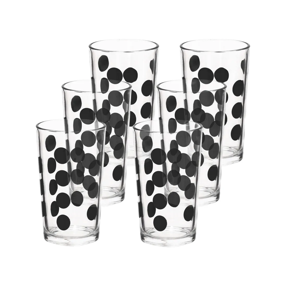 S/6 VASOS PUNTOS 350ML, GRAFITO