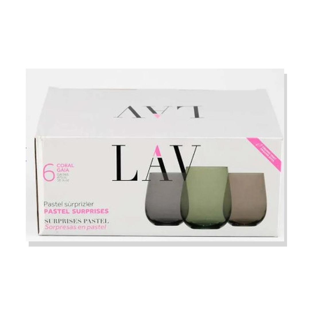 VASO CORTO LAV GAIA MULTICOLOR 475 ML 6 PZ
